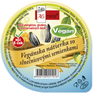 AG Foods Vegánska nátierka so slnečnicovými semienkami 50 g
